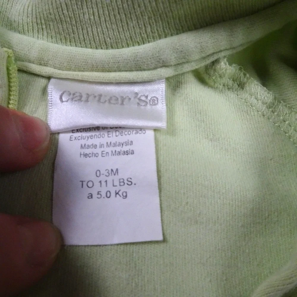 Vintage Carter's‎ Baby PJs Bears 2 pc set. 0-3M, footed. Green with Bears